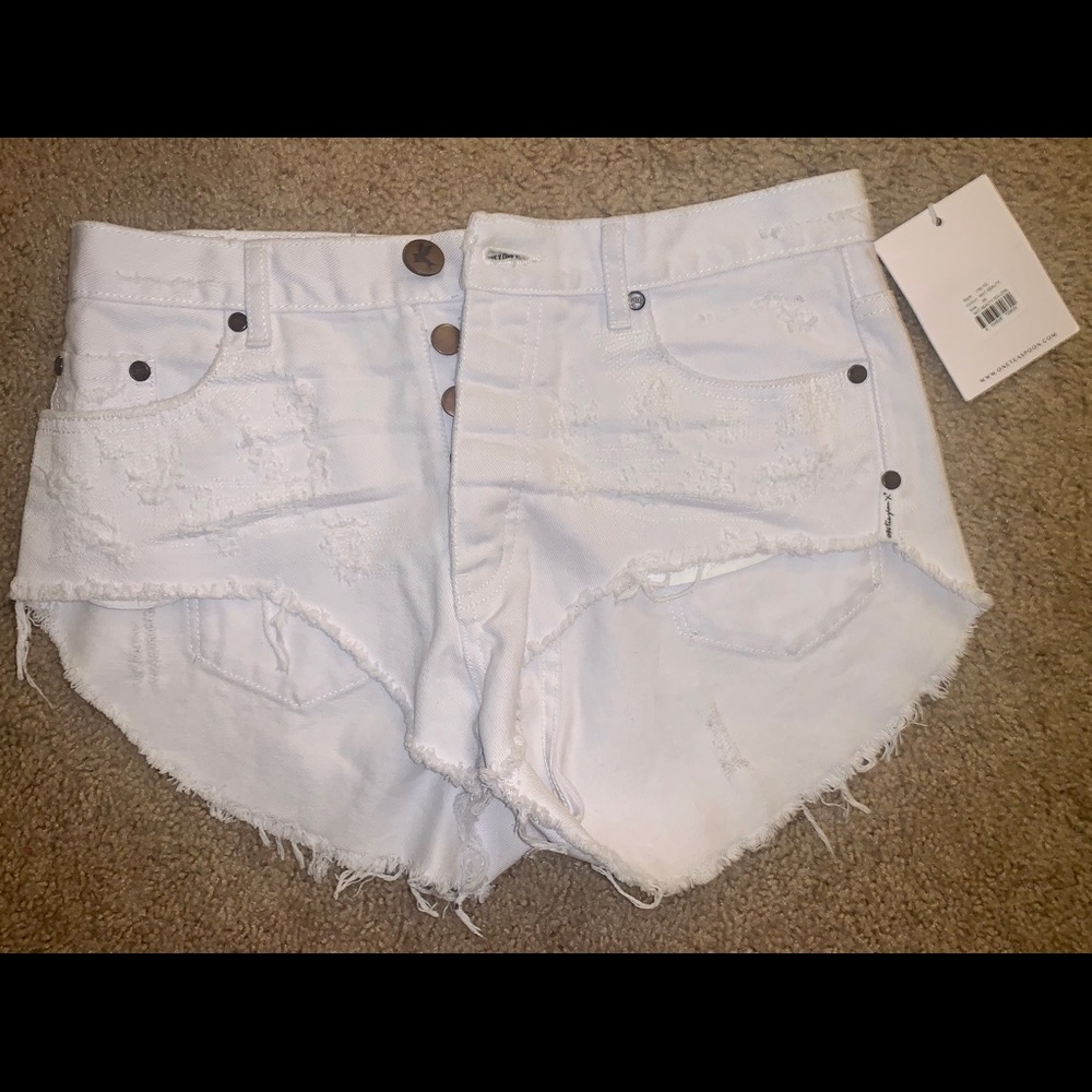 NWT One Teaspoon wht Beauty Rollers Denim Shorts